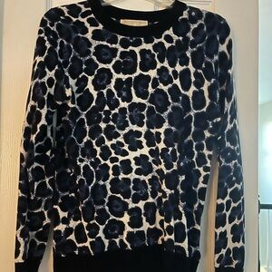 Leopard Print Sweater - Black Blue and White